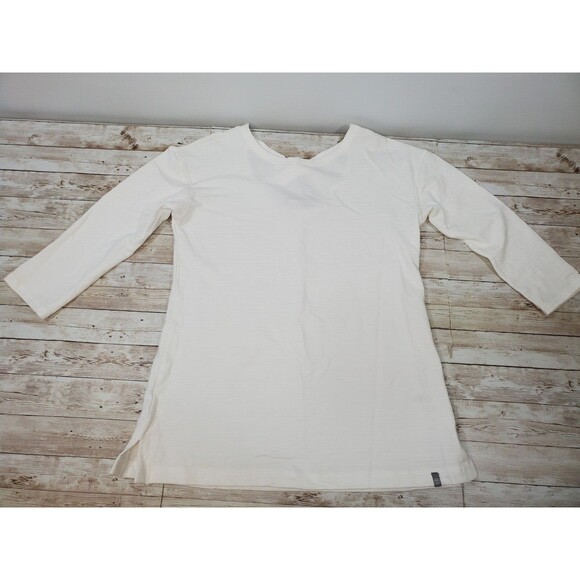 T by Talbots White 3/4 Length Sleeves Cross Back Tunic w/ Sun Protection - Picture 3 of 10